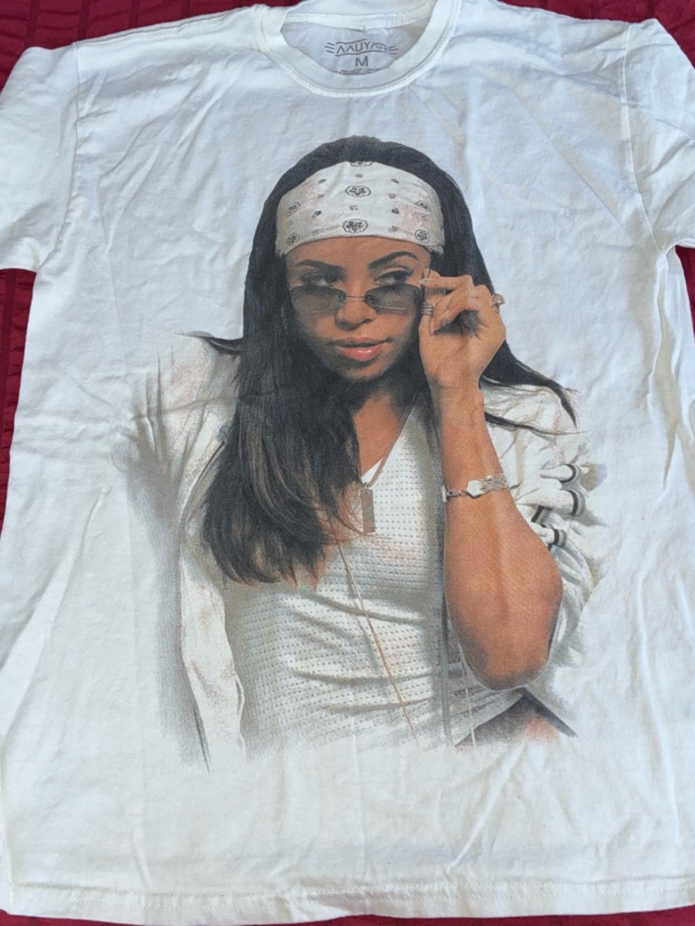 White Graphic Aaliyah Photo Tee - Unbranded